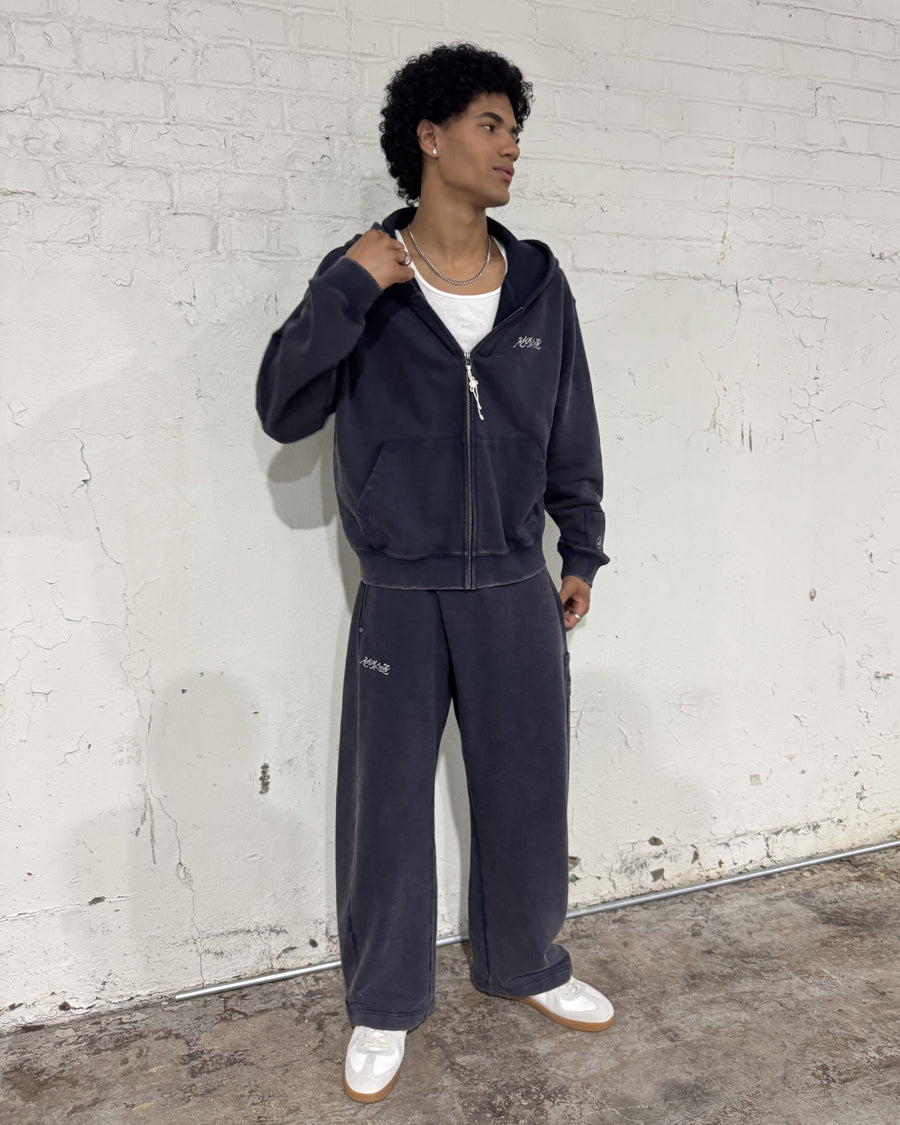 BLACK WASH WRAP SWEAT BAJI — size M