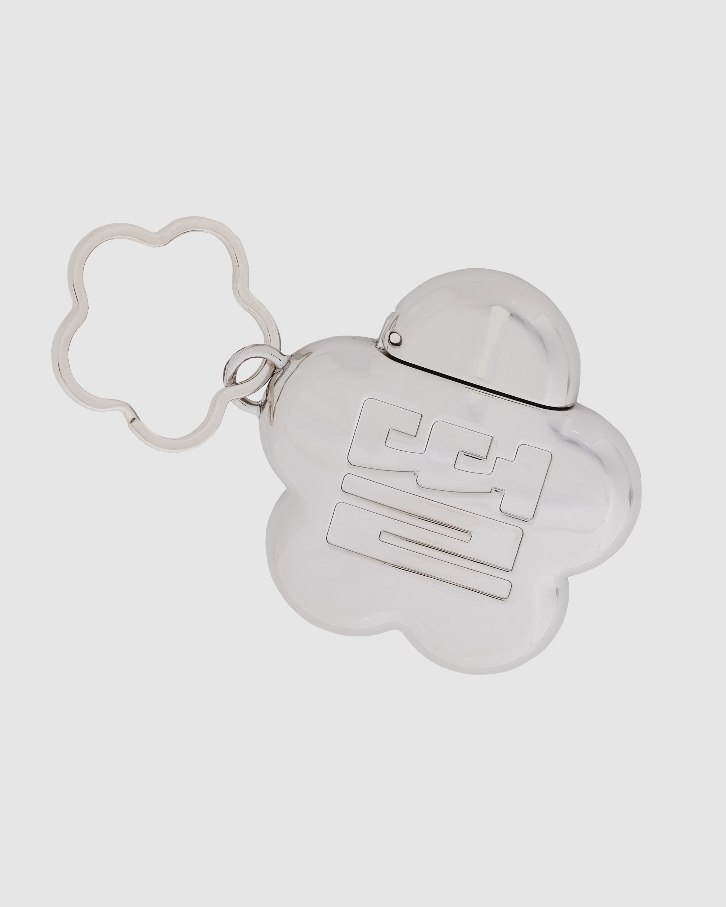 Sundae School Silver Mochi Lighter Case in silver featuring mochi flower shape with Korean