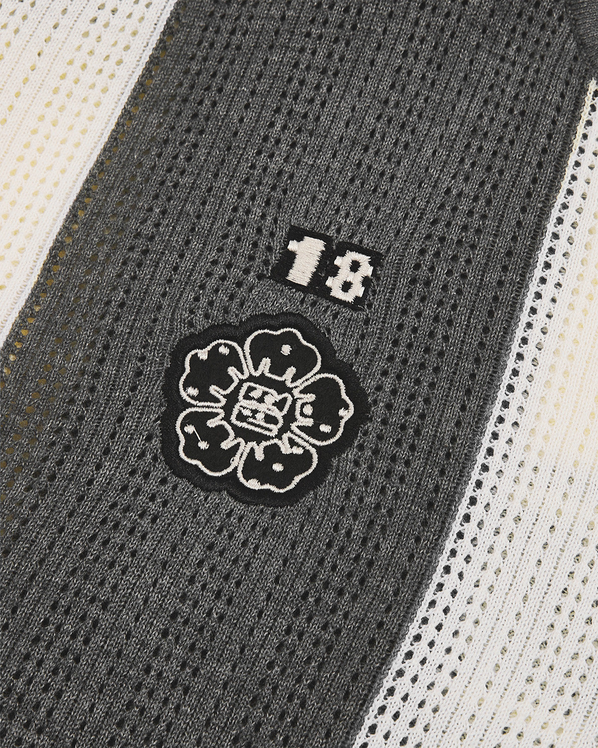 Detail view of Butter Yellow Charcoal Sundae Soccer Jersey Knit showing