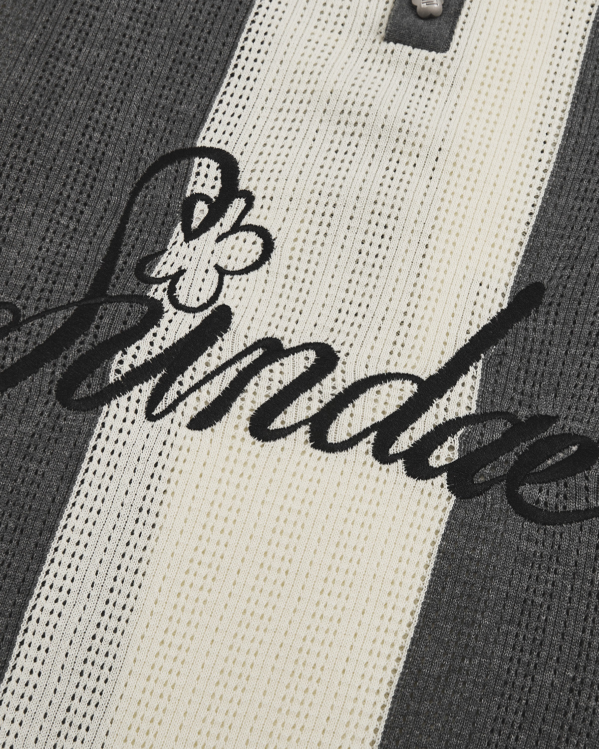 Extreme close-up of Butter Yellow Charcoal Sundae Soccer Jersey Knit