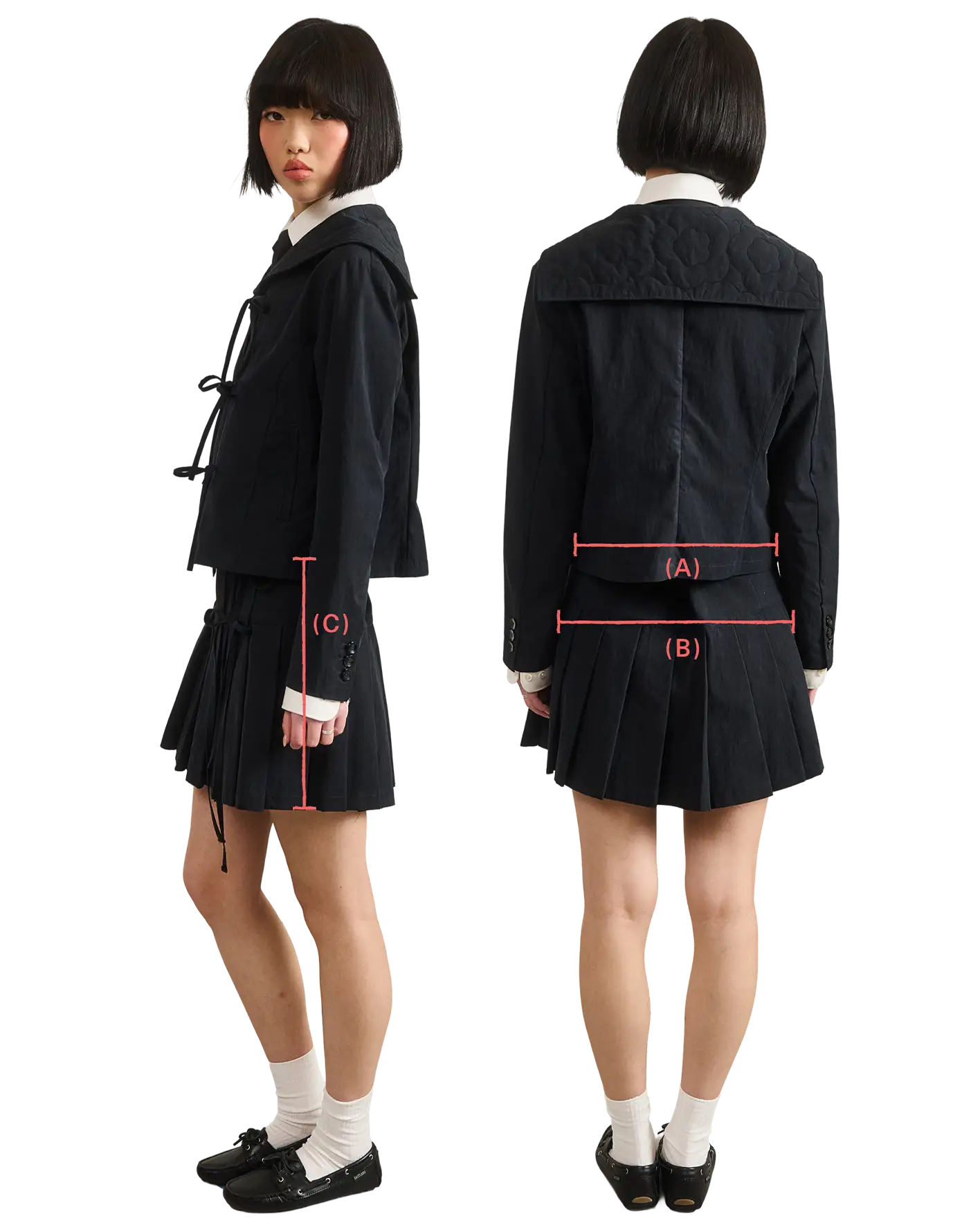 BLACK KONA MIDI SKIRT measurement guide