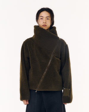 OLIVE ASYMMETRIC ZIP UP