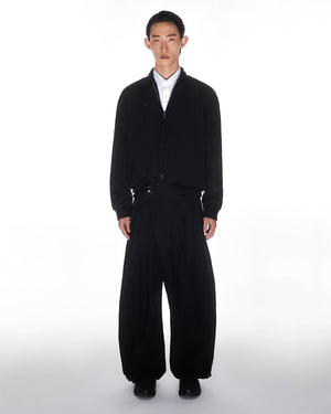 BLACK PLEATED NYLON PANTS