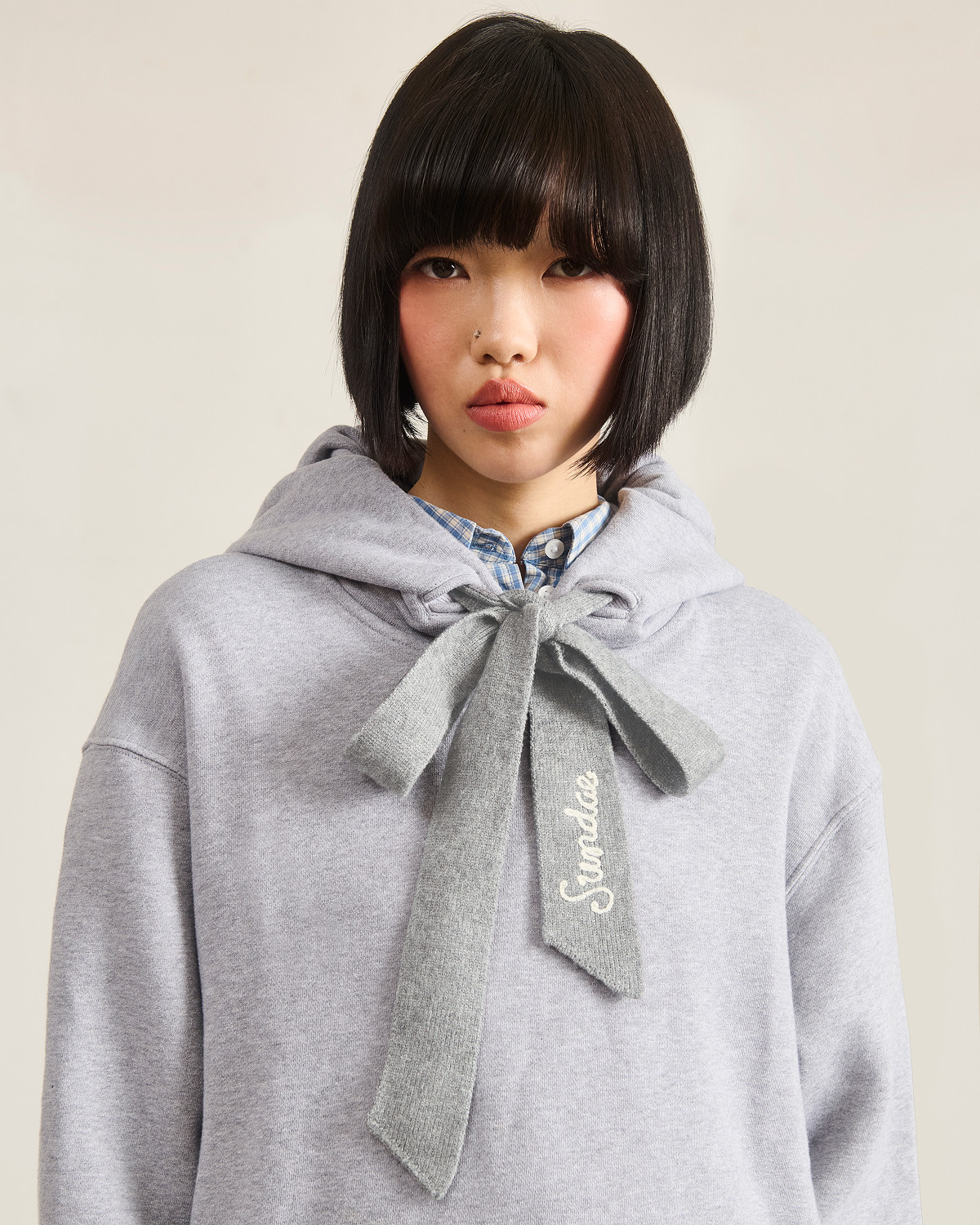 HEATHER GREY KNIT TIE HOODIE – Sundae School