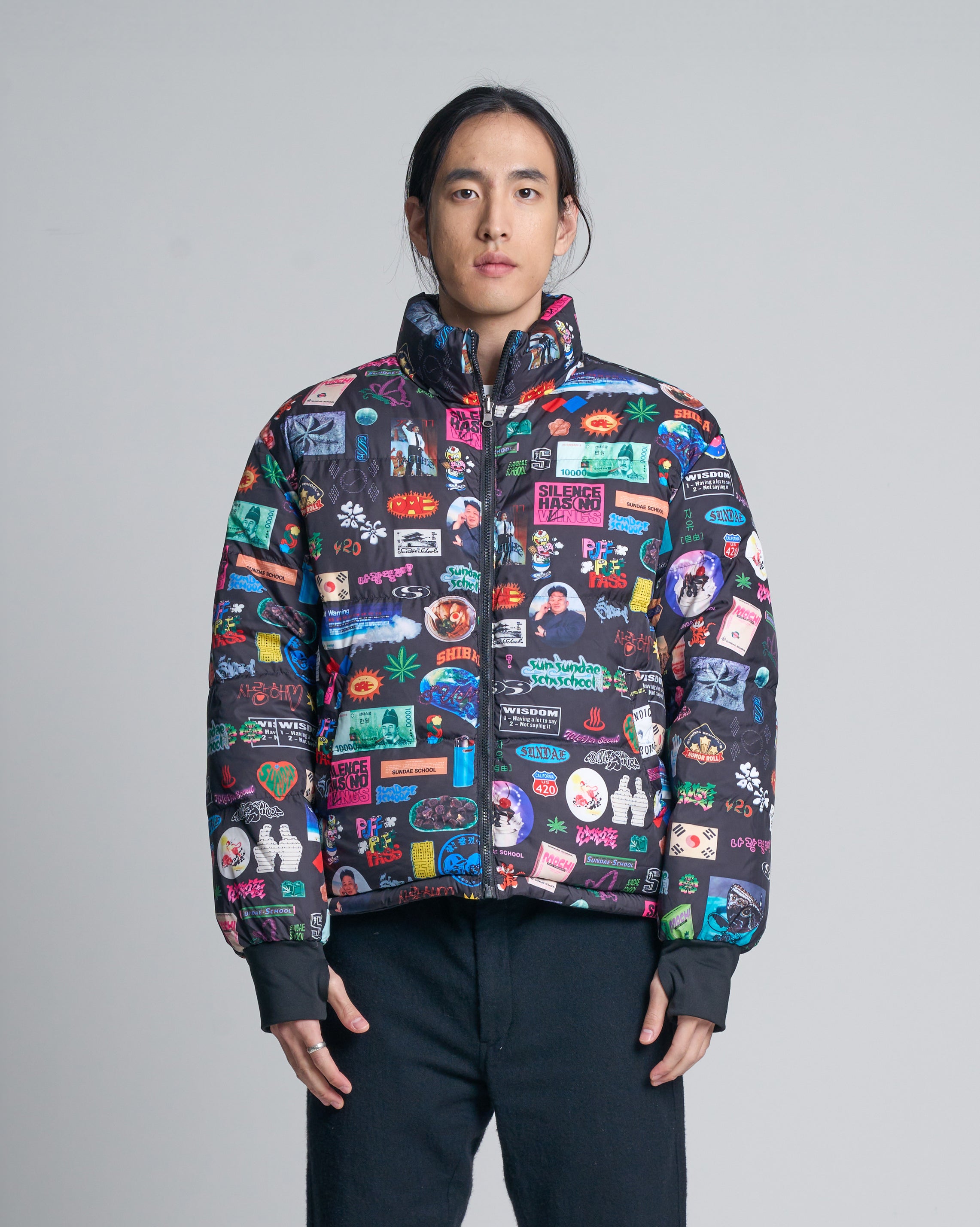 Archive Collage Puffer Jacket (Reversible)