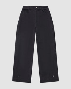 BLACK ACCORDION CHINO PANTS