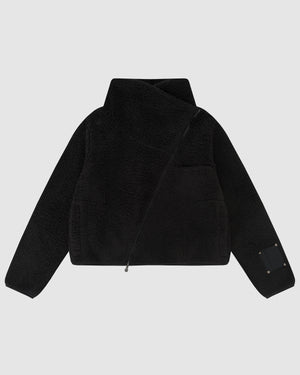BLACK ASYMMETRIC ZIP UP