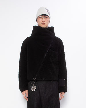 BLACK ASYMMETRIC ZIP UP