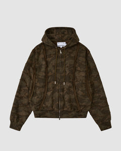 CAMO MOCHI HAZE PANELED ZIP UP HOODIE