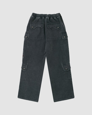 CHARCOAL WASH CARGO SWEATPANTS
