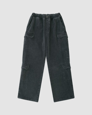 CHARCOAL WASH CARGO SWEATPANTS