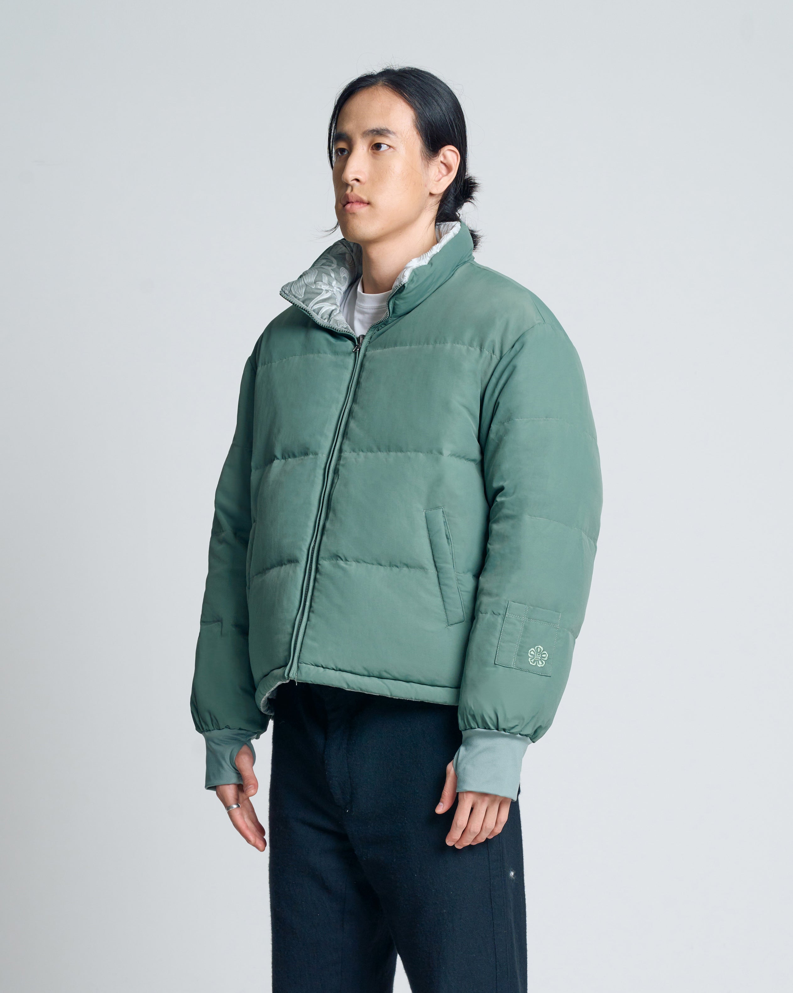 Teal puffer outlet jacket