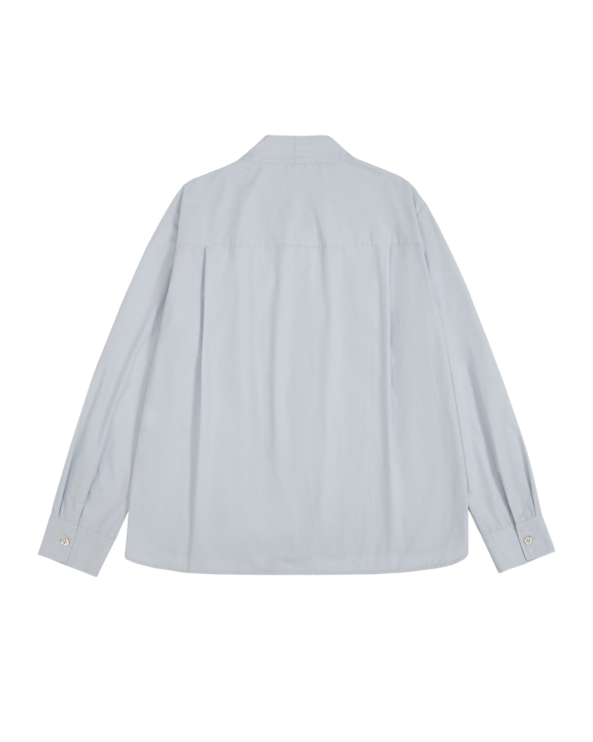 The DART COLLAR SHIRT by Sundae School is shown from the back in light blue. Crafted from a comfortable cotton-nylon blend, this men’s button-down features a collar, buttoned cuffs, and a loose fit with no visible patterns or logos.