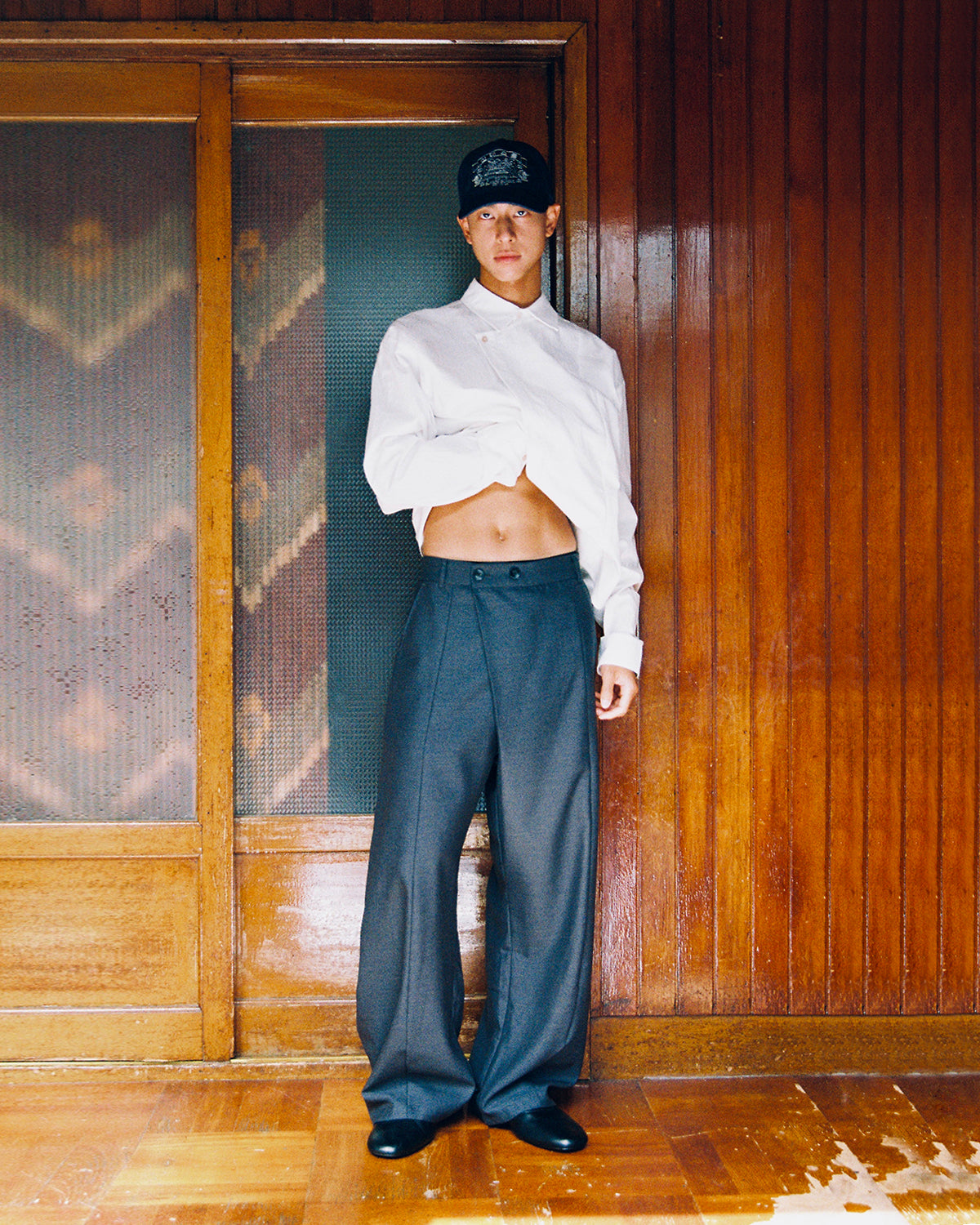 CHARCOAL PLEATED HANBOK SLACKS