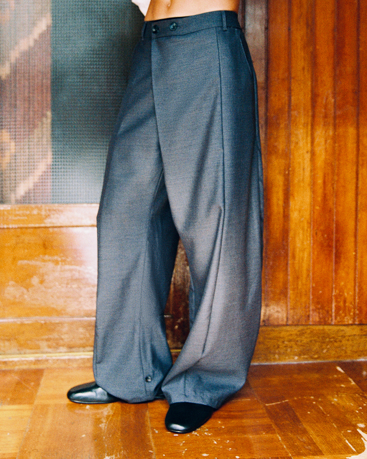 CHARCOAL PLEATED HANBOK SLACKS