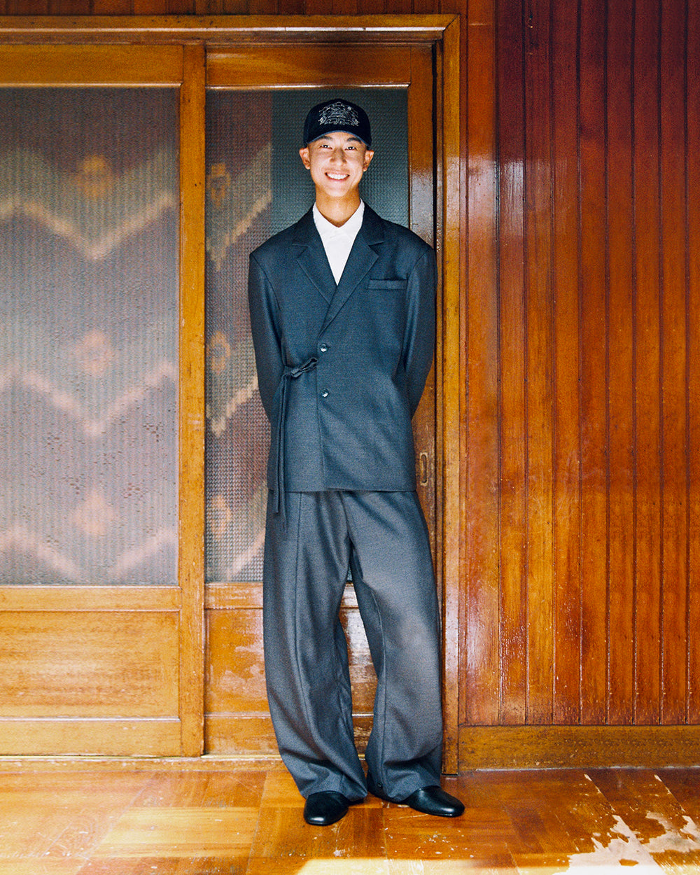 CHARCOAL PLEATED HANBOK SLACKS