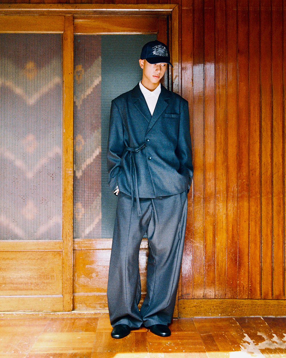 CHARCOAL PLEATED HANBOK SLACKS