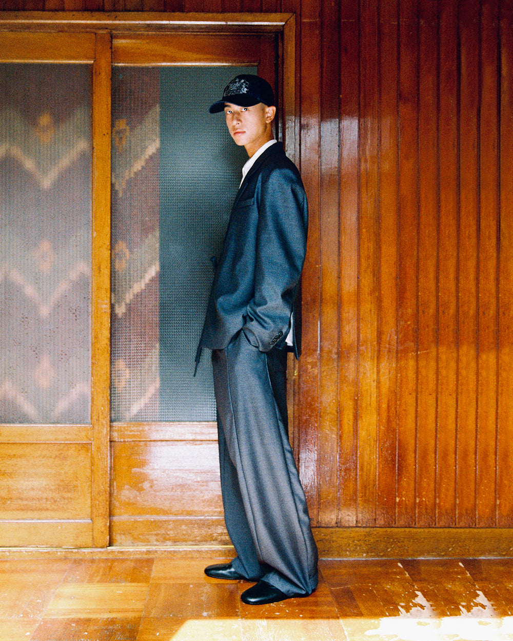 CHARCOAL PLEATED HANBOK SLACKS