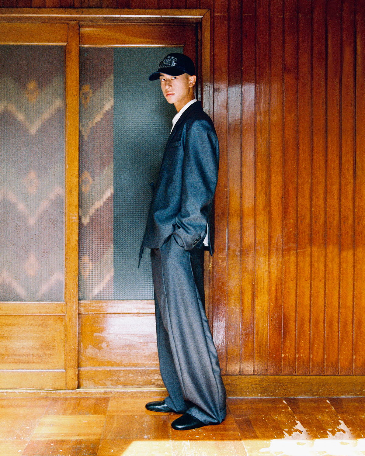 CHARCOAL PLEATED HANBOK SLACKS