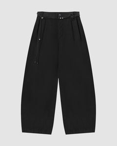 BLACK FLOWER NORIGAE LINEN TROUSERS