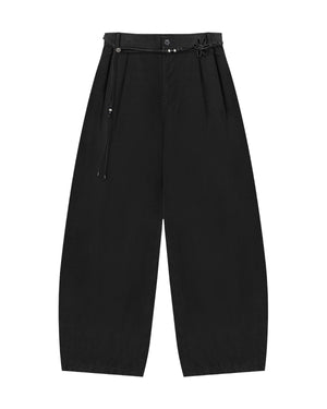 BLACK FLOWER NORIGAE LINEN TROUSERS