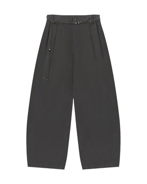 CHARCOAL FLOWER NORIGAE LINEN TROUSERS