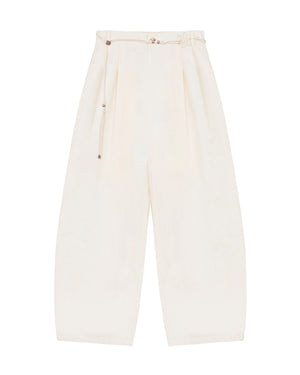 IVORY FLOWER NORIGAE LINEN TROUSERS
