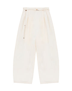 IVORY FLOWER NORIGAE LINEN TROUSERS