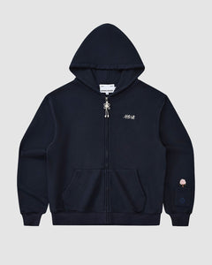 NAVY FLOWER KNOT ZIP UP