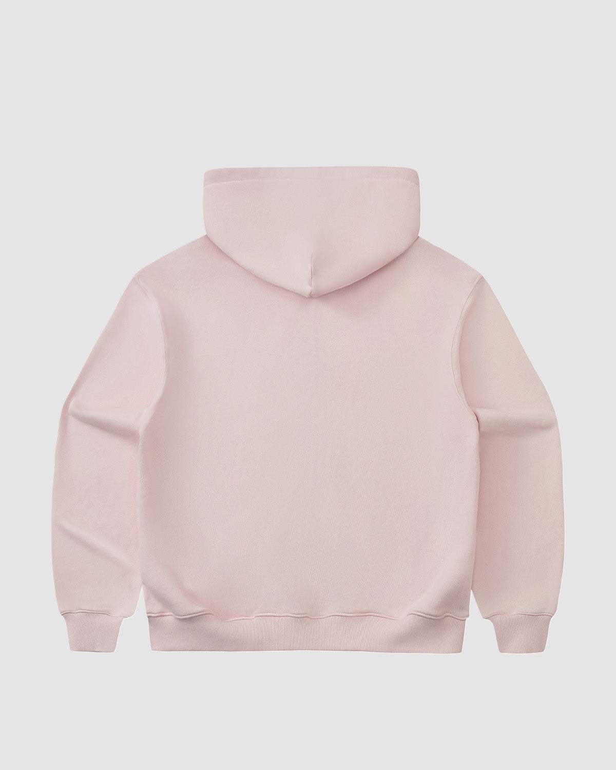 The Sundae School BABY PINK FLOWER KNOT ZIP UP HOODIE is a unisex zip-up hoodie in light pink, featuring subtle Mugunghwa-inspired Korean embroidery on the back, a hood, and long sleeves, displayed against a white background.