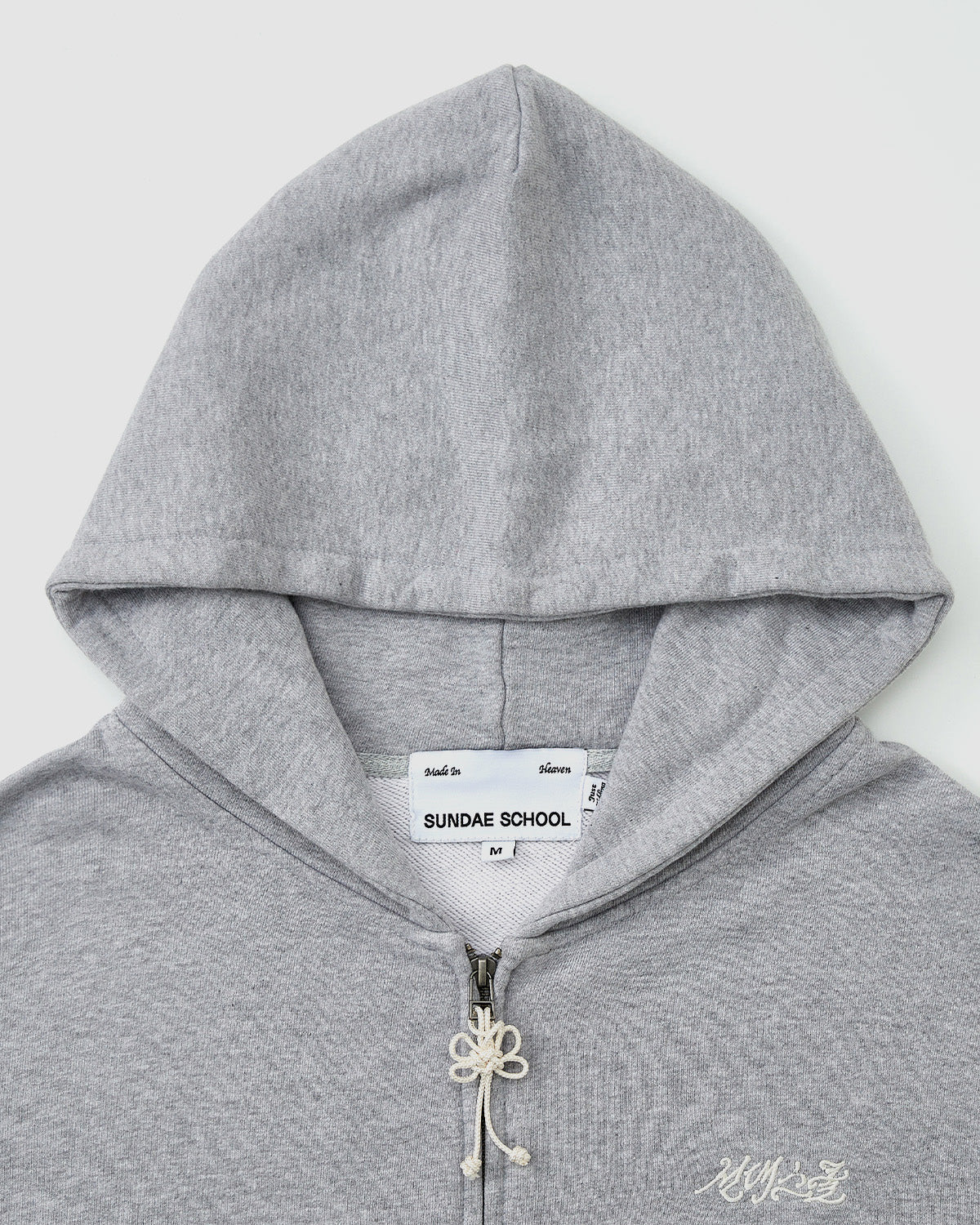 HEATHER GREY FLOWER KNOT ZIP UP HOODIE – Sundae School