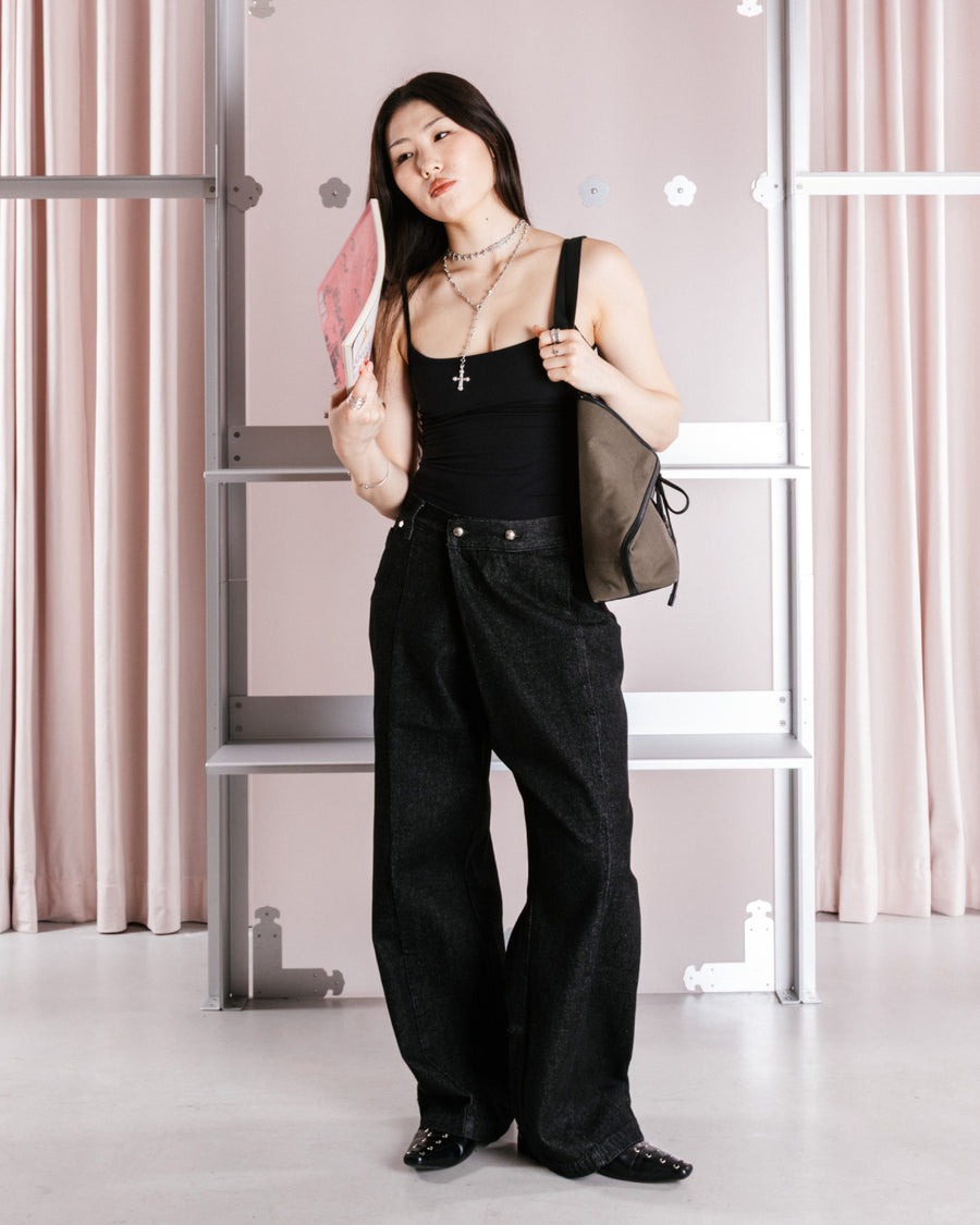 BLACK HANBOK DENIM PANTS — size XS