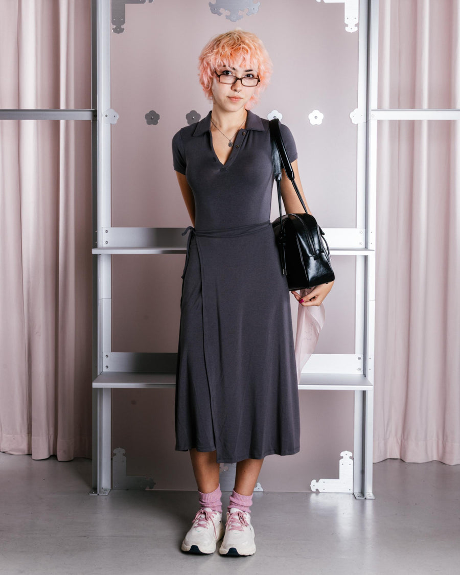 BLACK CINDY POLO DRESS — size M