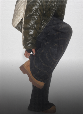 Sundae School x Jooniverse collaboration pants on a model against a white background