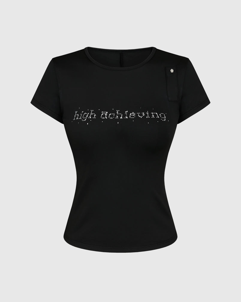 BLACK HIGH ACHIEVING BABY TEE