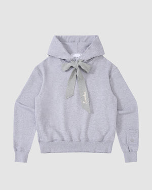 HEATHER GREY KNIT TIE HOODIE