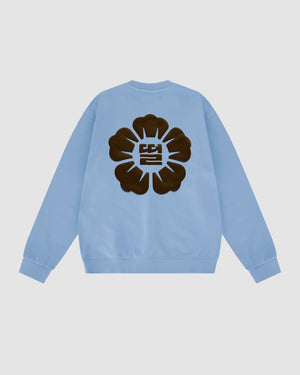 Skyblue/Brown Puff Ddul Logo Crewneck