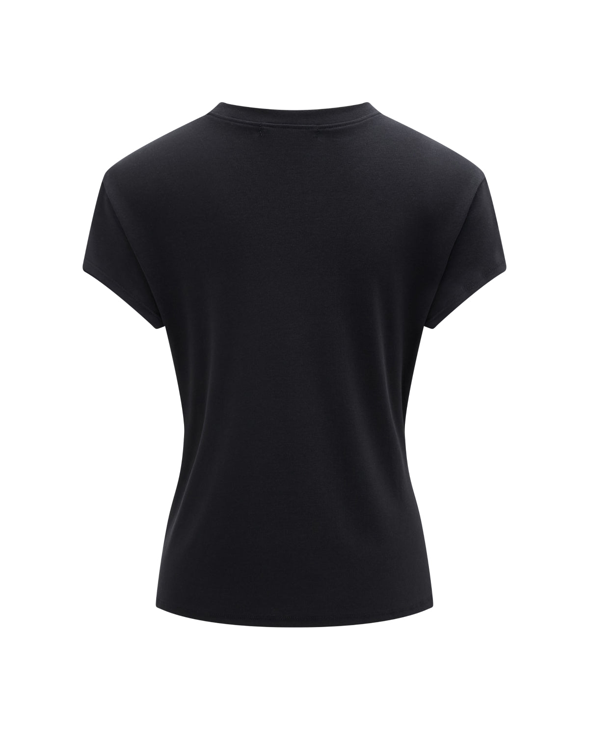 Back view of the BLACK ORIGAMI GORUM TEE by Sundae School, a plain black short-sleeve t-shirt displayed on a white background. The shirt features a minimalist design with no visible logos, patterns, or embellishments.