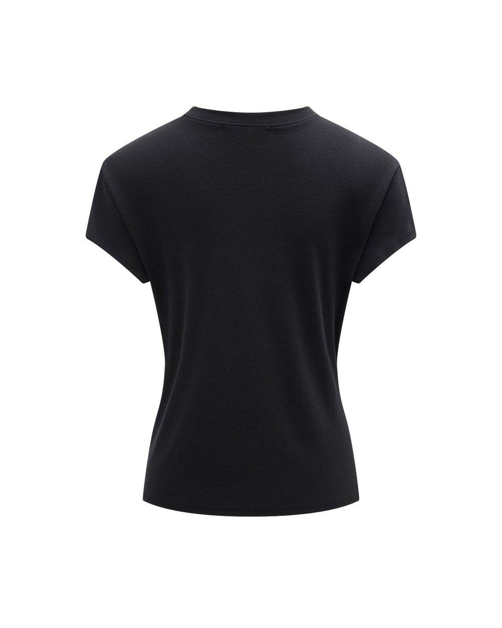Back view of the BLACK ORIGAMI GORUM TEE by Sundae School, a plain black short-sleeve t-shirt displayed on a white background. The shirt features a minimalist design with no visible logos, patterns, or embellishments.