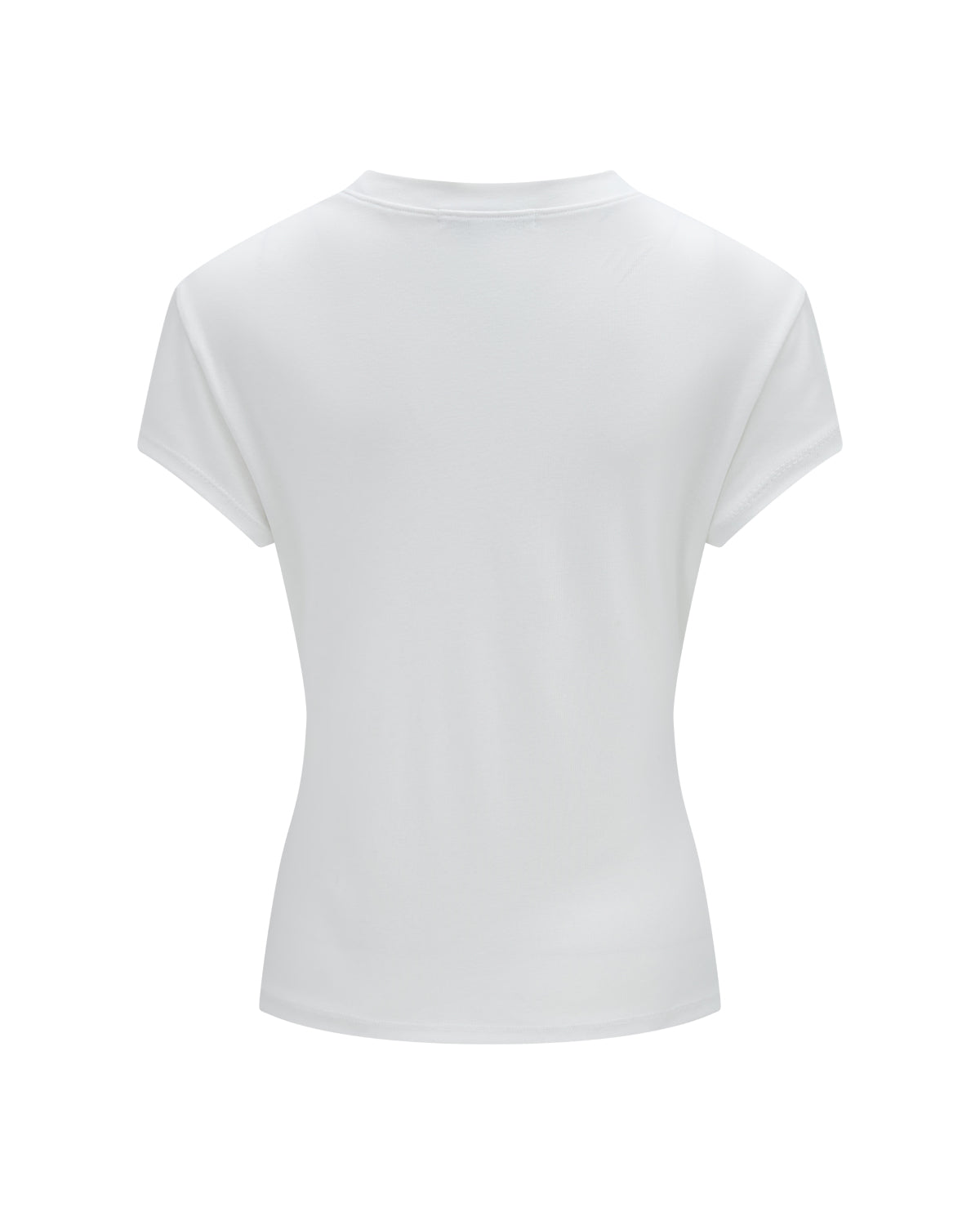 Back view of the IVORY ORIGAMI GORUM TEE by Sundae School, a plain white short-sleeve fitted T-shirt with a round neckline, displayed against a white background. The shirt features no visible logos, graphics, or patterns.