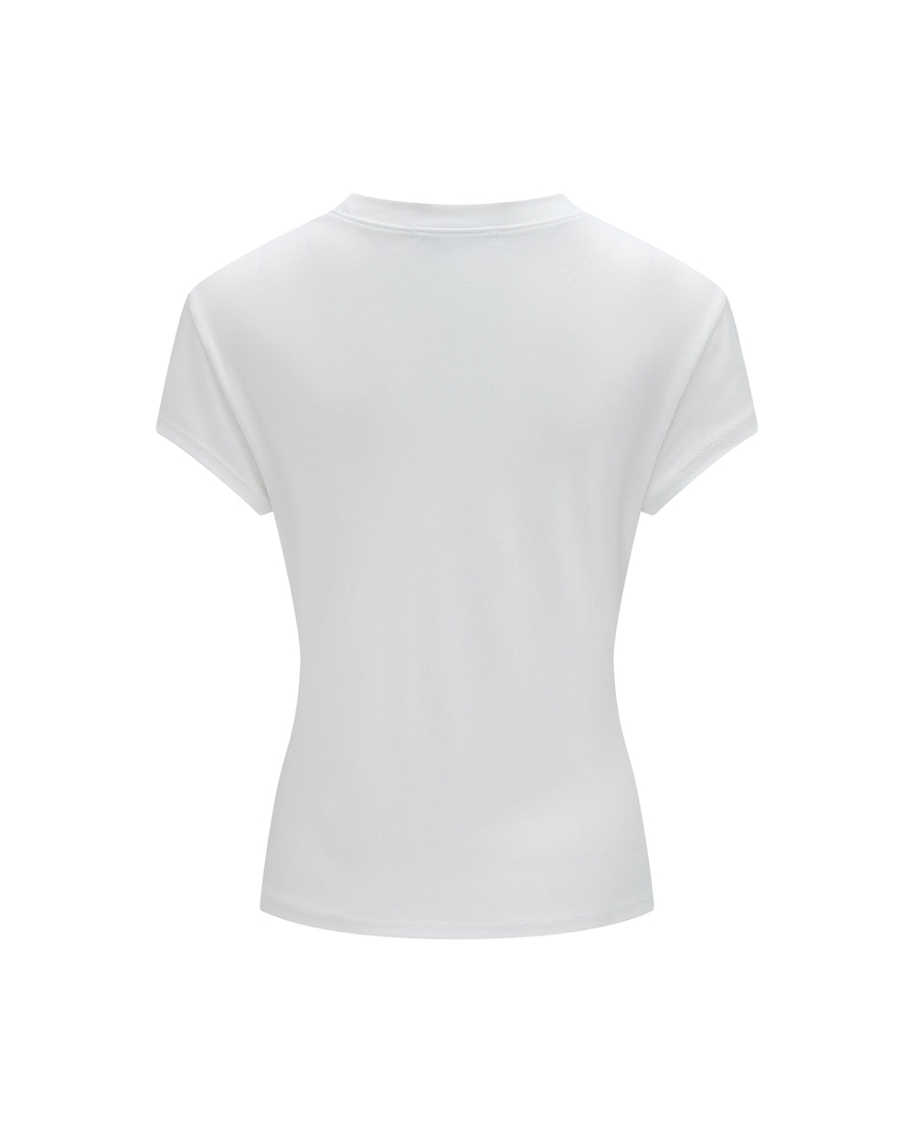 Back view of the IVORY ORIGAMI GORUM TEE by Sundae School, a plain white short-sleeve fitted T-shirt with a round neckline, displayed against a white background. The shirt features no visible logos, graphics, or patterns.