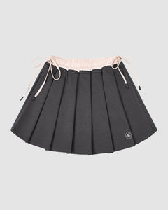CHARCOAL PLEATED JERSEY MINI SKIRT