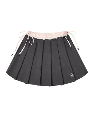 CHARCOAL PLEATED JERSEY MINI SKIRT