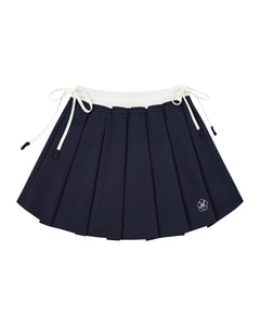 NAVY PLEATED JERSEY MINI SKIRT