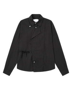 BLACK POPLIN TIE GORUM SHIRT