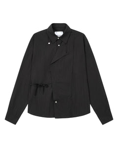 BLACK POPLIN TIE GORUM SHIRT