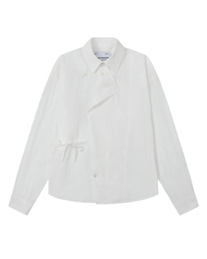 WHITE POPLIN TIE GORUM SHIRT