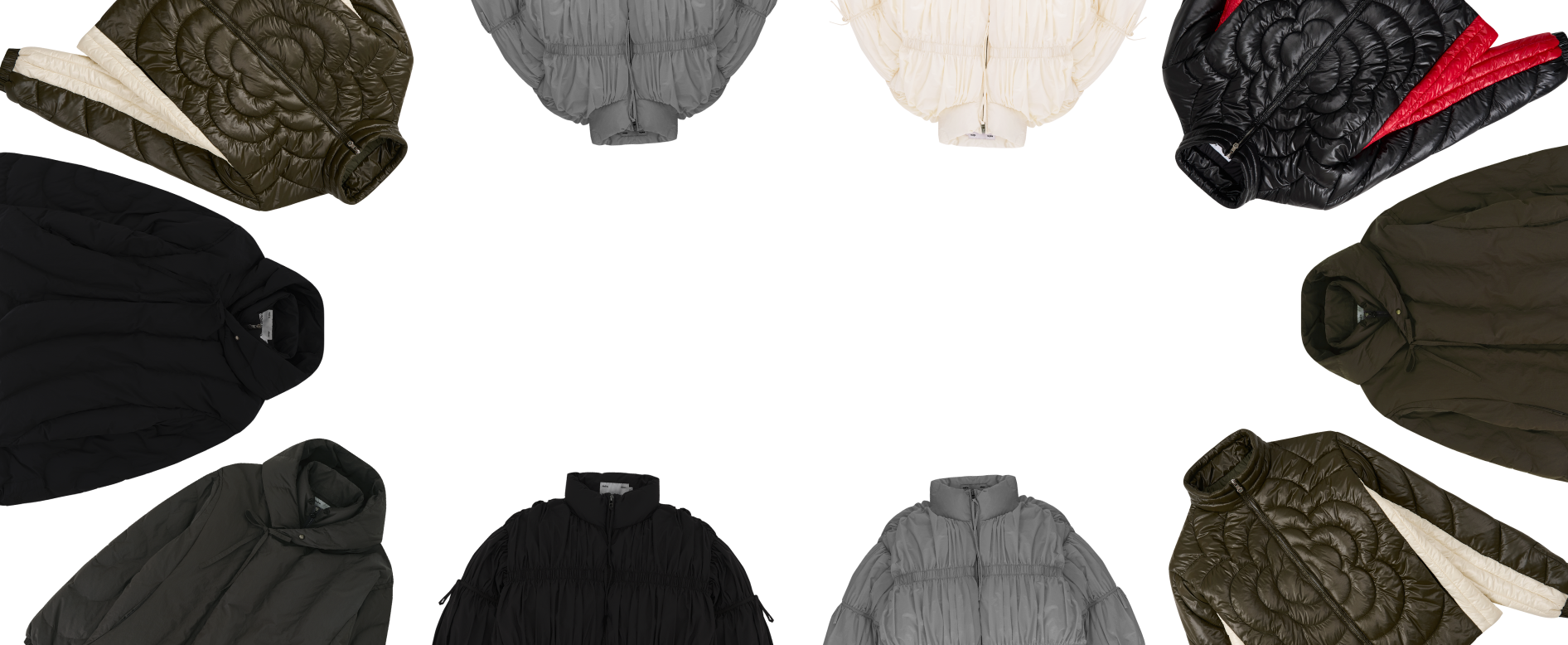 Sundae School puffers placed side by side along the edges of the banner against white background.