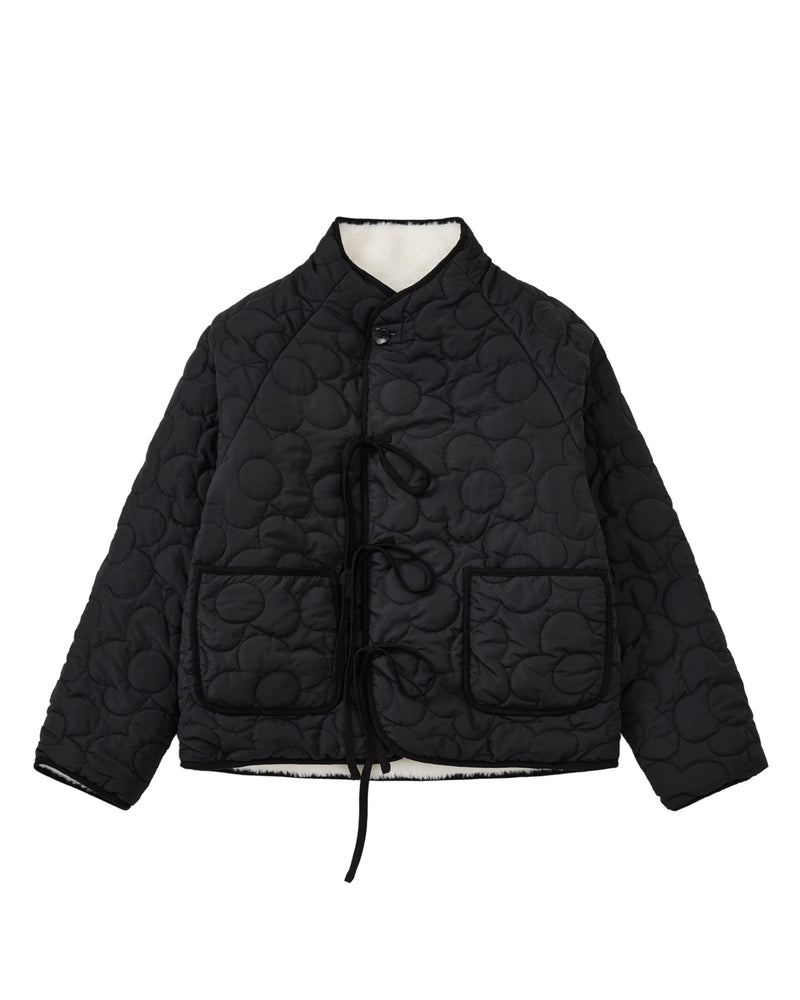 BLACK IVORY REVERSIBLE FLOWER QUILTED JEOGORI FLEECE