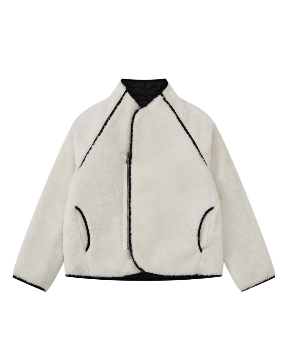 BLACK IVORY REVERSIBLE FLOWER QUILTED JEOGORI FLEECE